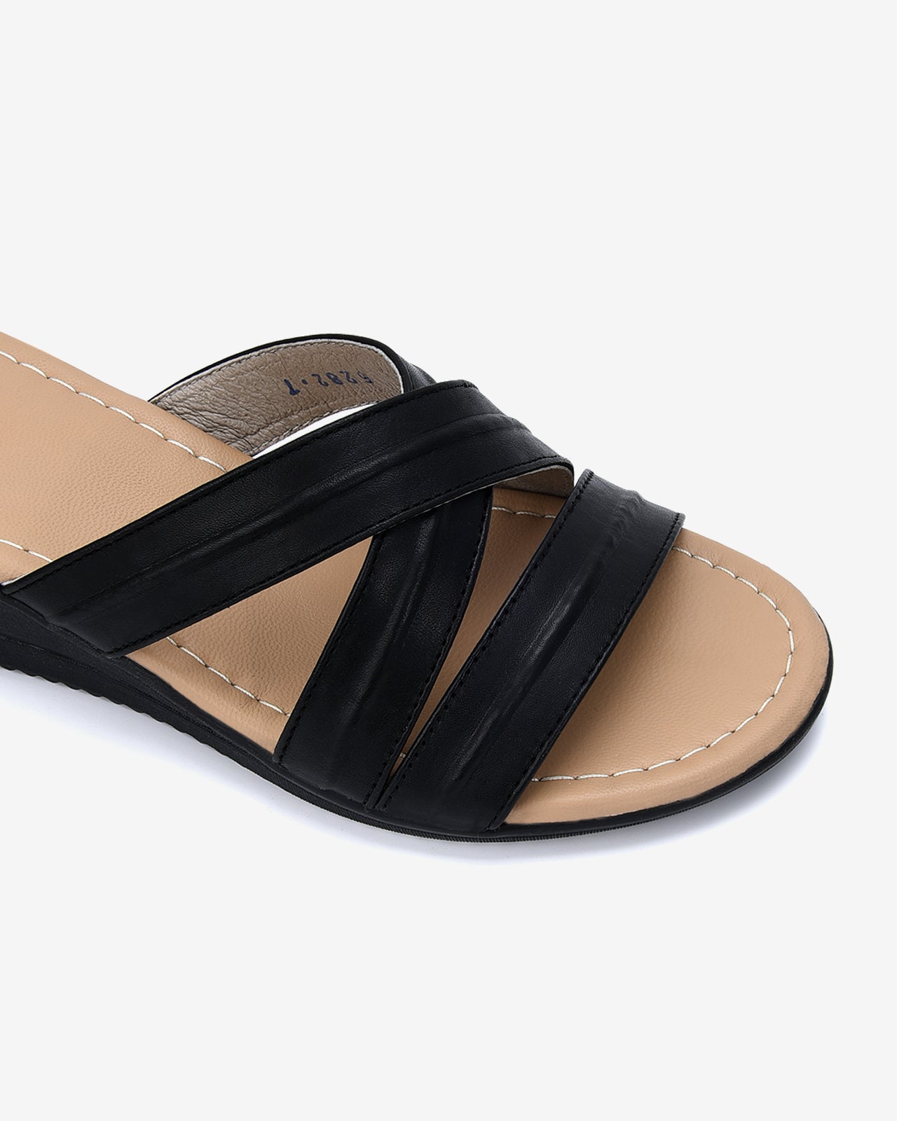 Dép Xuồng Da Nữ Quai Bảng-D5282Đen Color1