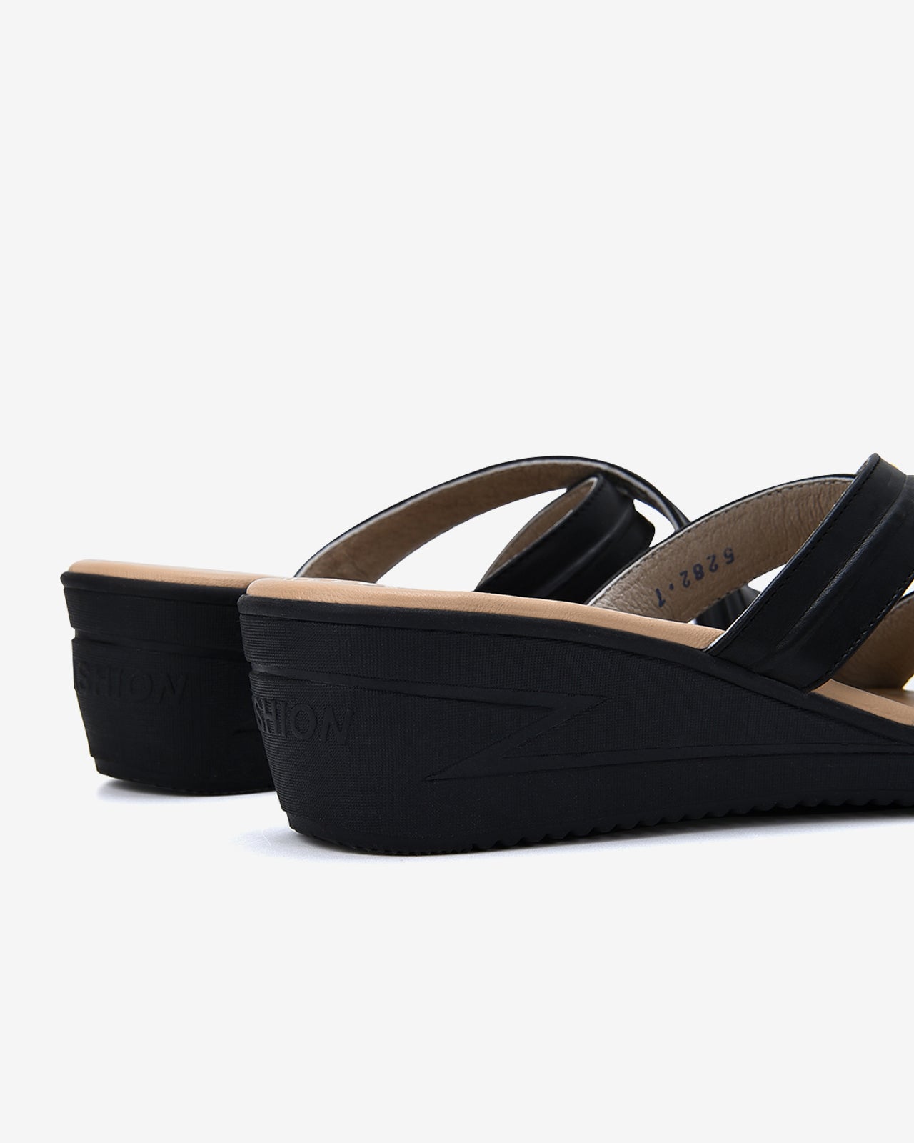 Dép Xuồng Da Nữ Quai Bảng-D5282Đen Color1