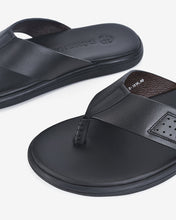 Dép Kẹp Nam Đông Hải Quai Da Phối Chỉ Thanh Lịch-D1818Đen Color2