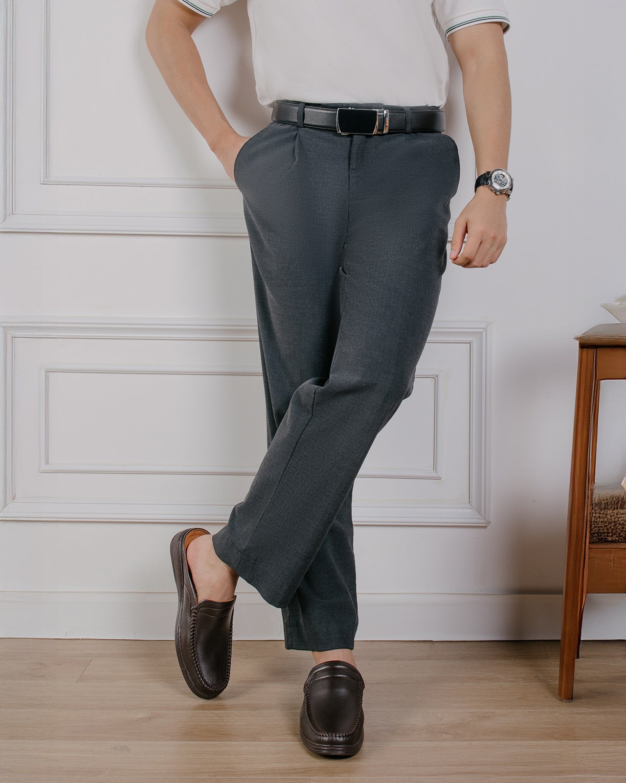 Dép Sapo Nam Đông Hải Viền Da-G2517Nâu Color1