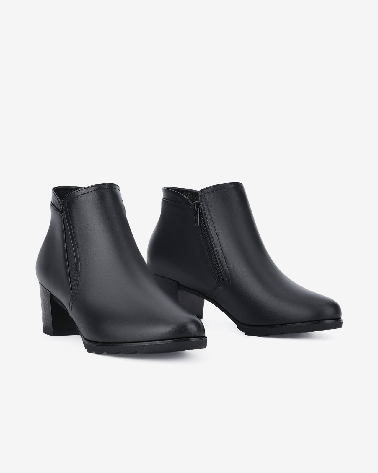 Giày Boot Nữ Đông Hải Dây Kéo Phối Thun-G7163Đen Color1