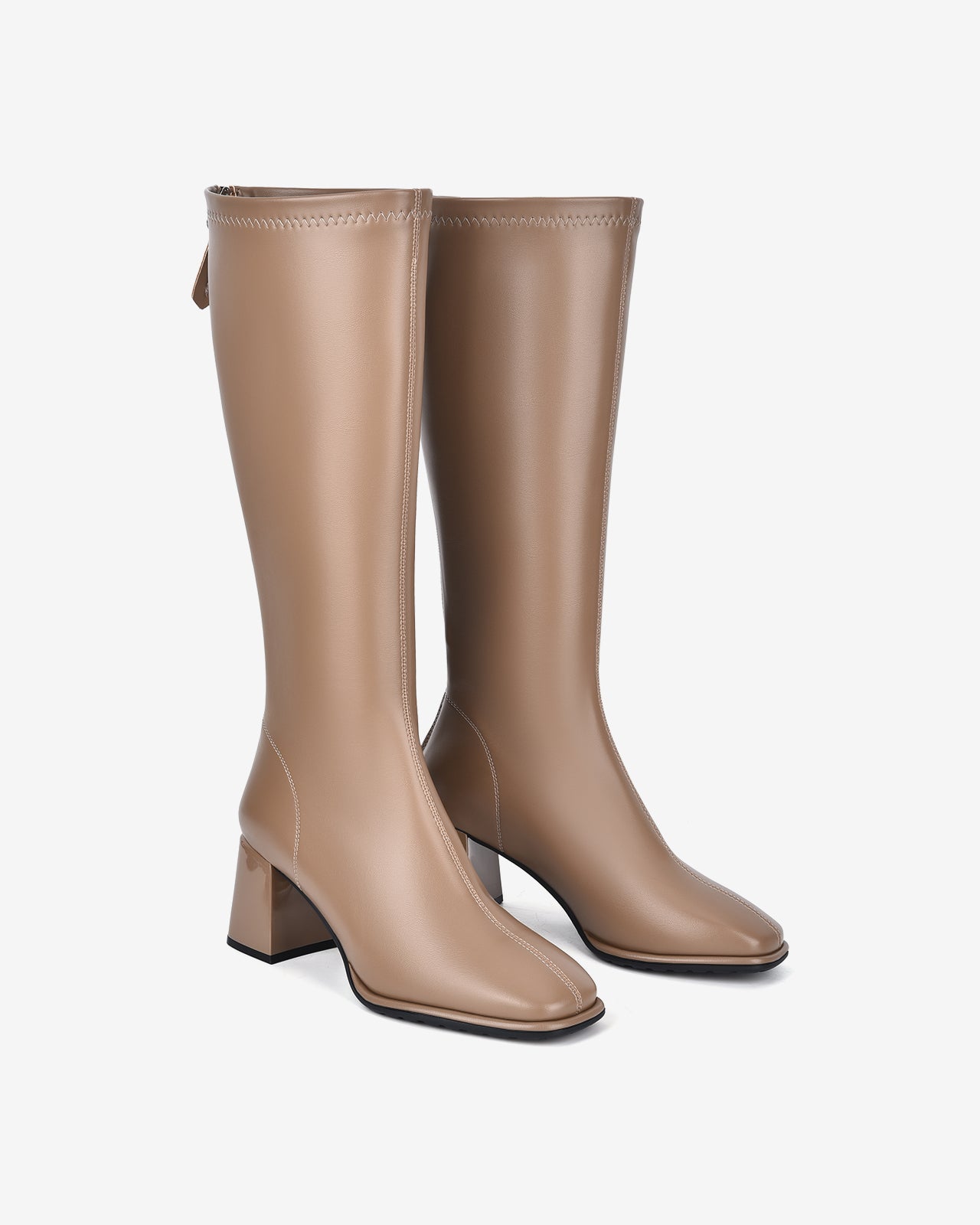 Giày Boot Nữ Đông Hải Cổ Cao Da Bóng Thời Thượng-GDH67Cafe Color1
