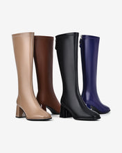Giày Boot Nữ Đông Hải Cổ Cao Da Bóng Thời Thượng-GDH67Cafe Color1