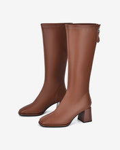 Giày Boot Nữ Đông Hải Cổ Cao Da Bóng Thời Thượng-GDH67Nâu Color4