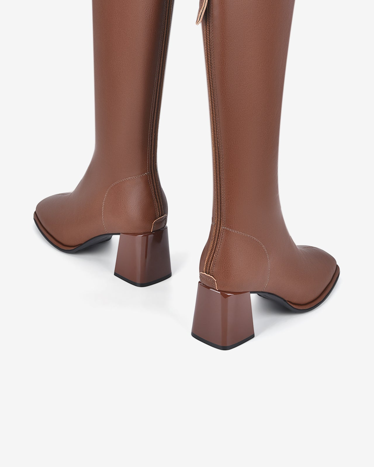 Giày Boot Nữ Đông Hải Cổ Cao Da Bóng Thời Thượng-GDH67Nâu Color4