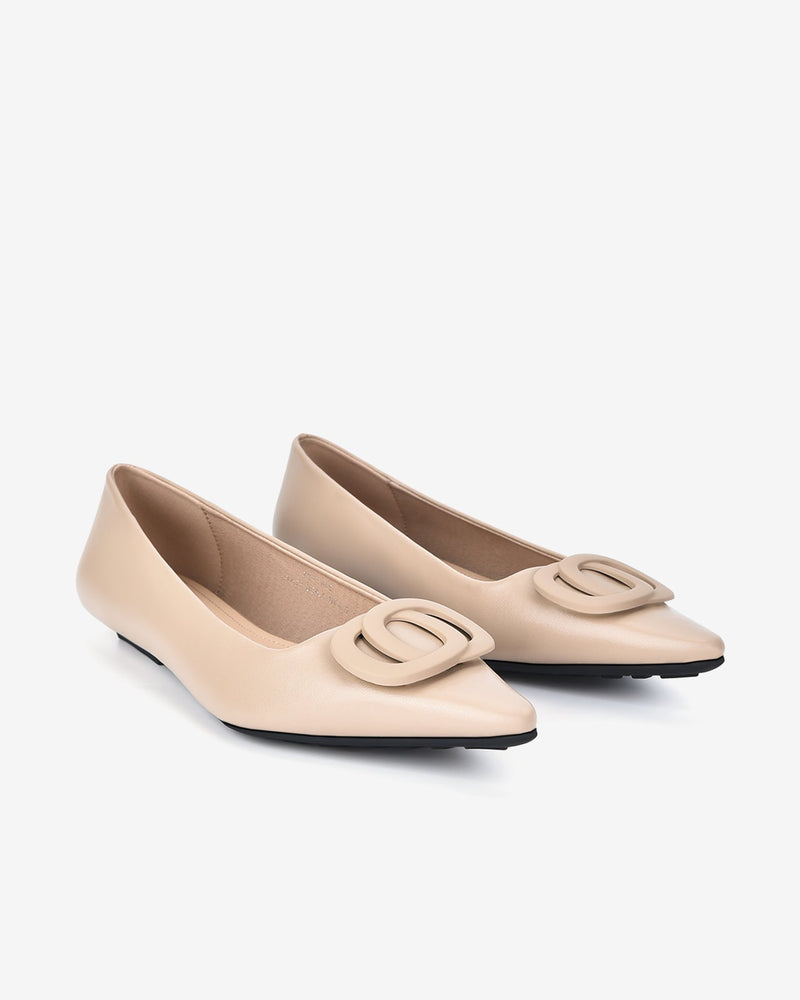Giày Búp Bê Nữ Zucia Mũi Nhọn Họa Tiết Thời Trang-GTH45Cafe Color1