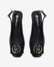 Giày Slingback Mũi Vuông Khóa Logo Mạ Vàng-G5811Đen Color2