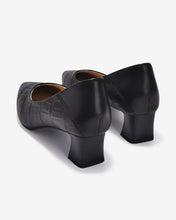 Giày Cao Gót Zuciani Gót Vuông Dập Vân-GCM01-Đen Color1