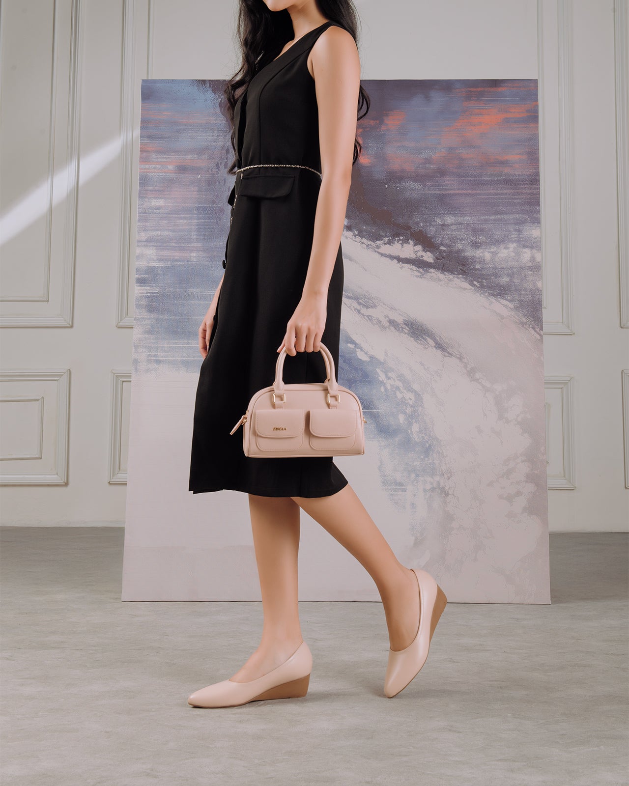 Giày Xuồng Nữ Đông Hải Bo Viền Da Mờ-G5724Kem Color1