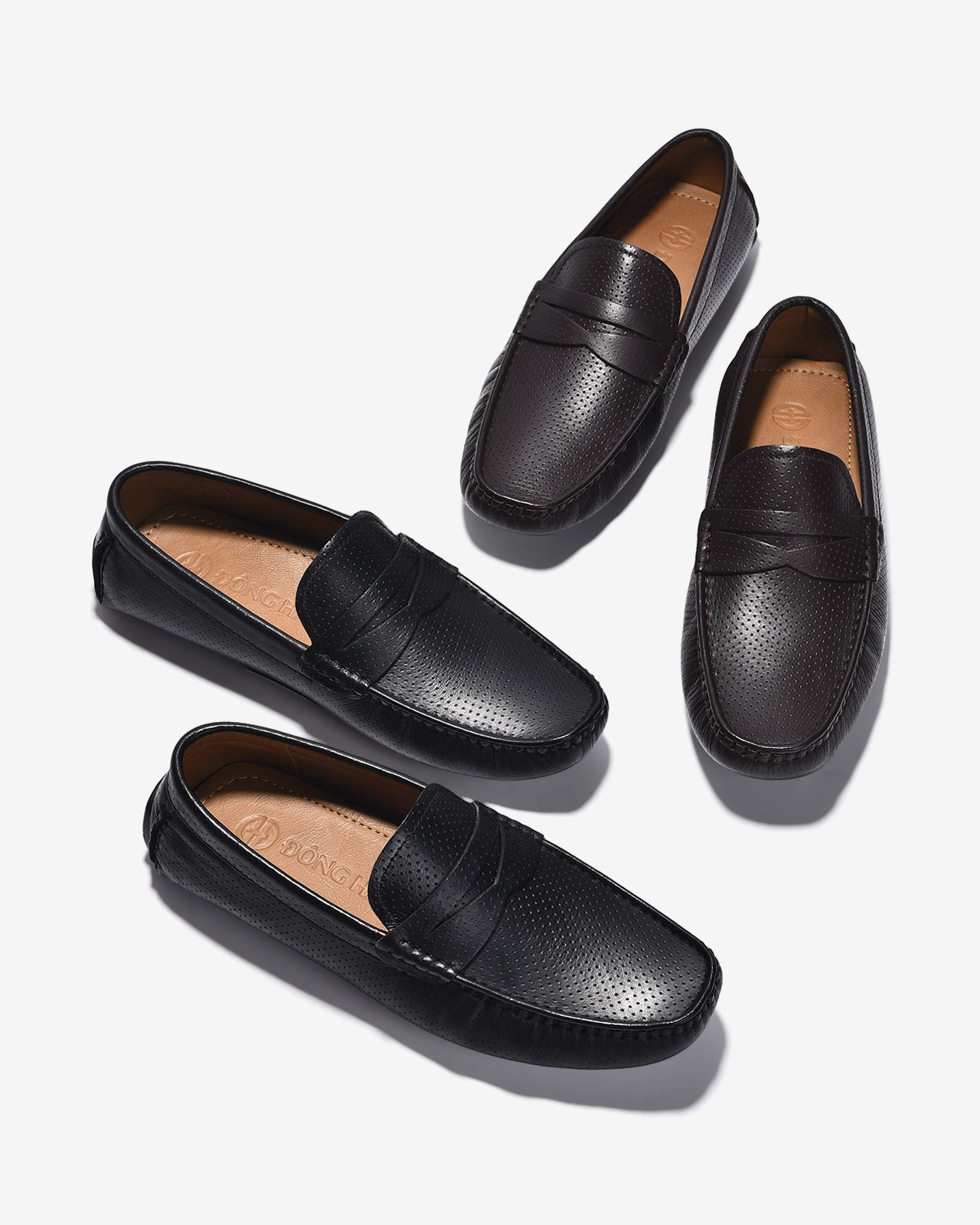 Giày Lười Nam Đông Hải Da Dập Thời Trang-G0348Nâu Color1