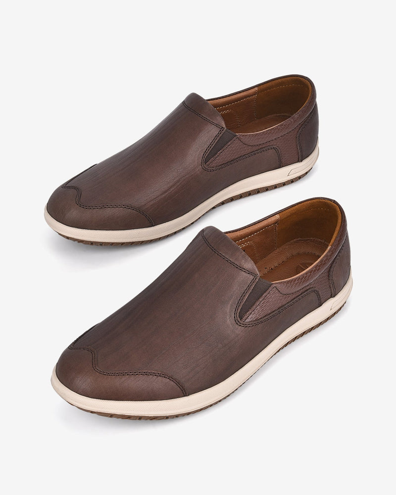 Giày Lười Nam Đông Hải Vân Da Mũi Cách Điệu-G0352-Nâu Color2