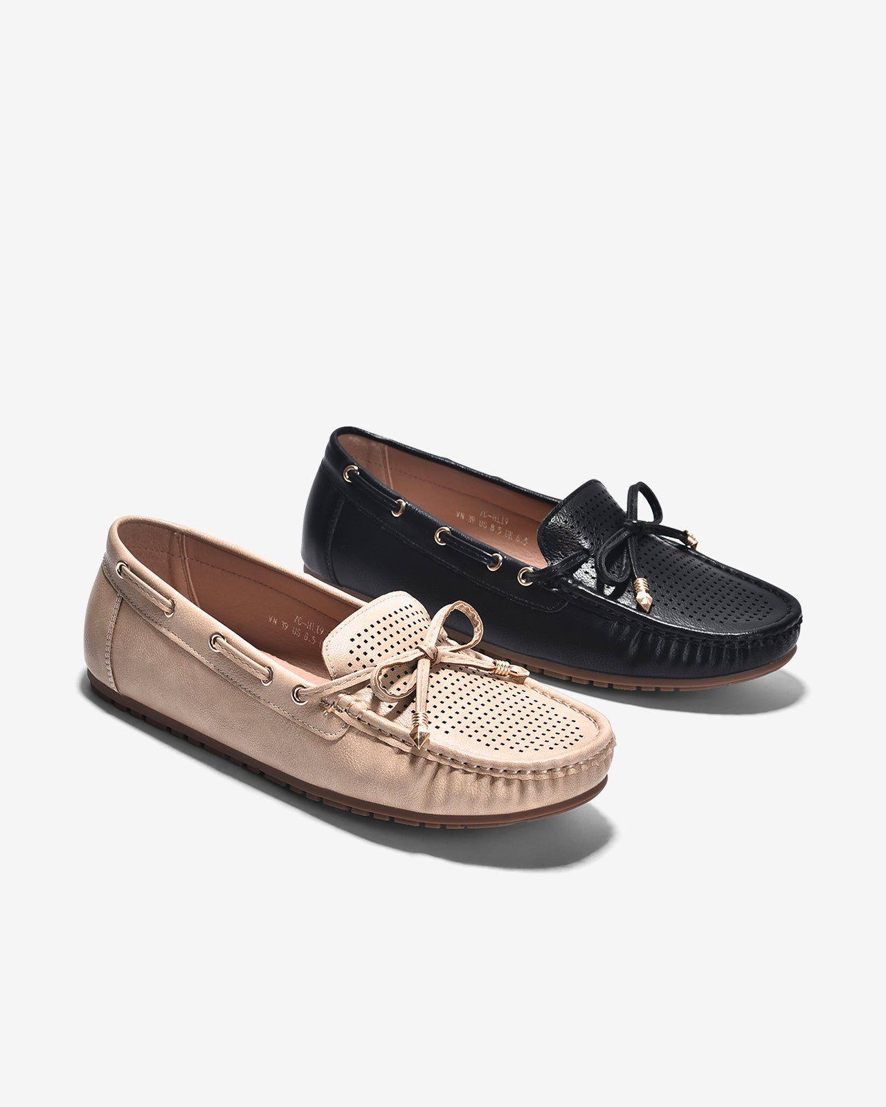 Giày Mọi Zucia Dập Ô Vuông Khóa Nơ-GHLI9Cafe Color1