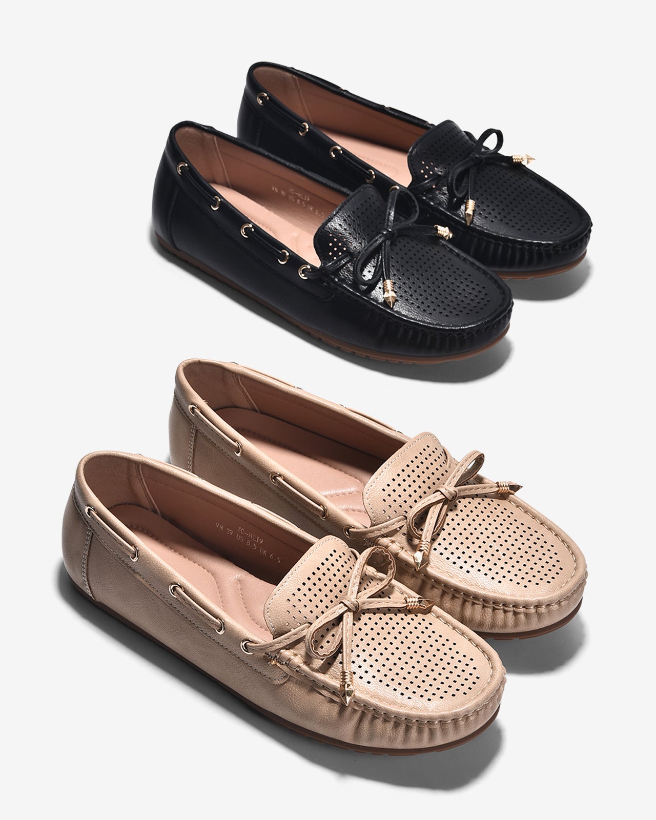 Giày Mọi Zucia Dập Ô Vuông Khóa Nơ-GHLI9Đen Color1