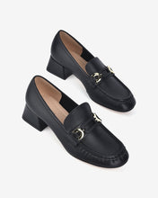 Giày Mọi Nữ Zuciani Gót Vuông Khóa Xích-GZDD5-Đen Color1