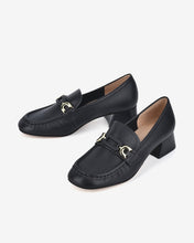 Giày Mọi Nữ Zuciani Gót Vuông Khóa Xích-GZDD5-Đen Color1