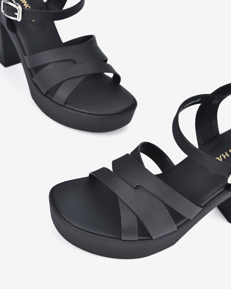 Giày Sandal Cao Gót Đông Hải Quai Chéo Đế 10CM-S32D7-Đen Color2