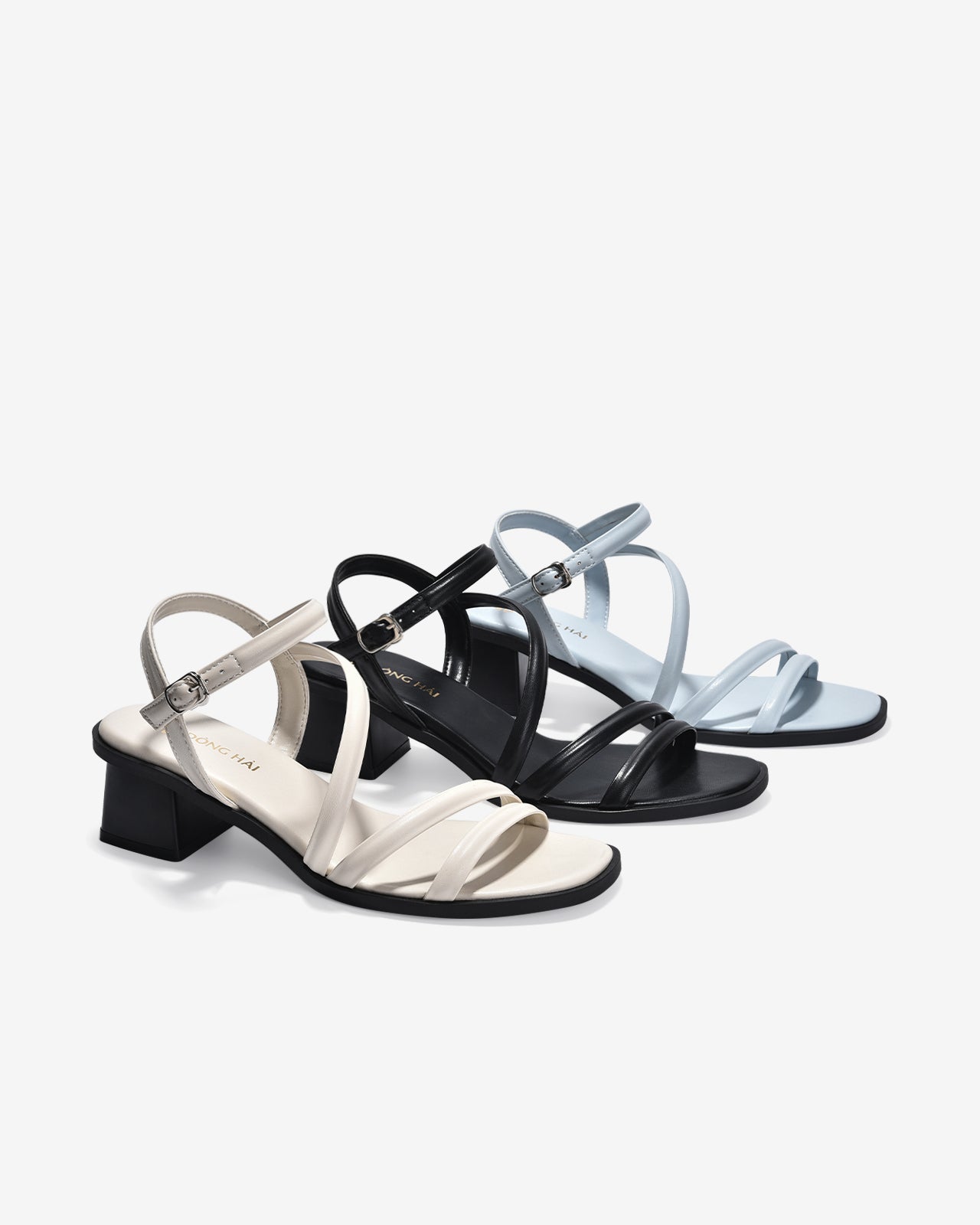 Giày Sandal Cao Gót Đông Hải Quai Đan Mảnh-S32F8-Kem Color1