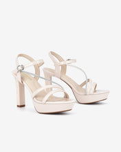 Giày Sandal Cao Gót Đông Hải Quai Đôi Phối Dây Kim Sa-S5824Kem Bóng Color1