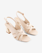 Giày Sandal Cao Gót Đông Hải Quai Bản To Đan Chéo-S5827Kem Color1