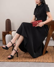 Giày Sandal Cao Gót Đông Hải Quai Đính Đá-S5843-Đen Bóng Color1