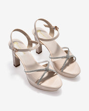 Giày Sandal Cao Gót Đông Hải Quai Đính Đá-S5843-Kem Bóng Color1