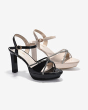 Giày Sandal Cao Gót Đông Hải Quai Đính Đá-S5843-Kem Bóng Color1