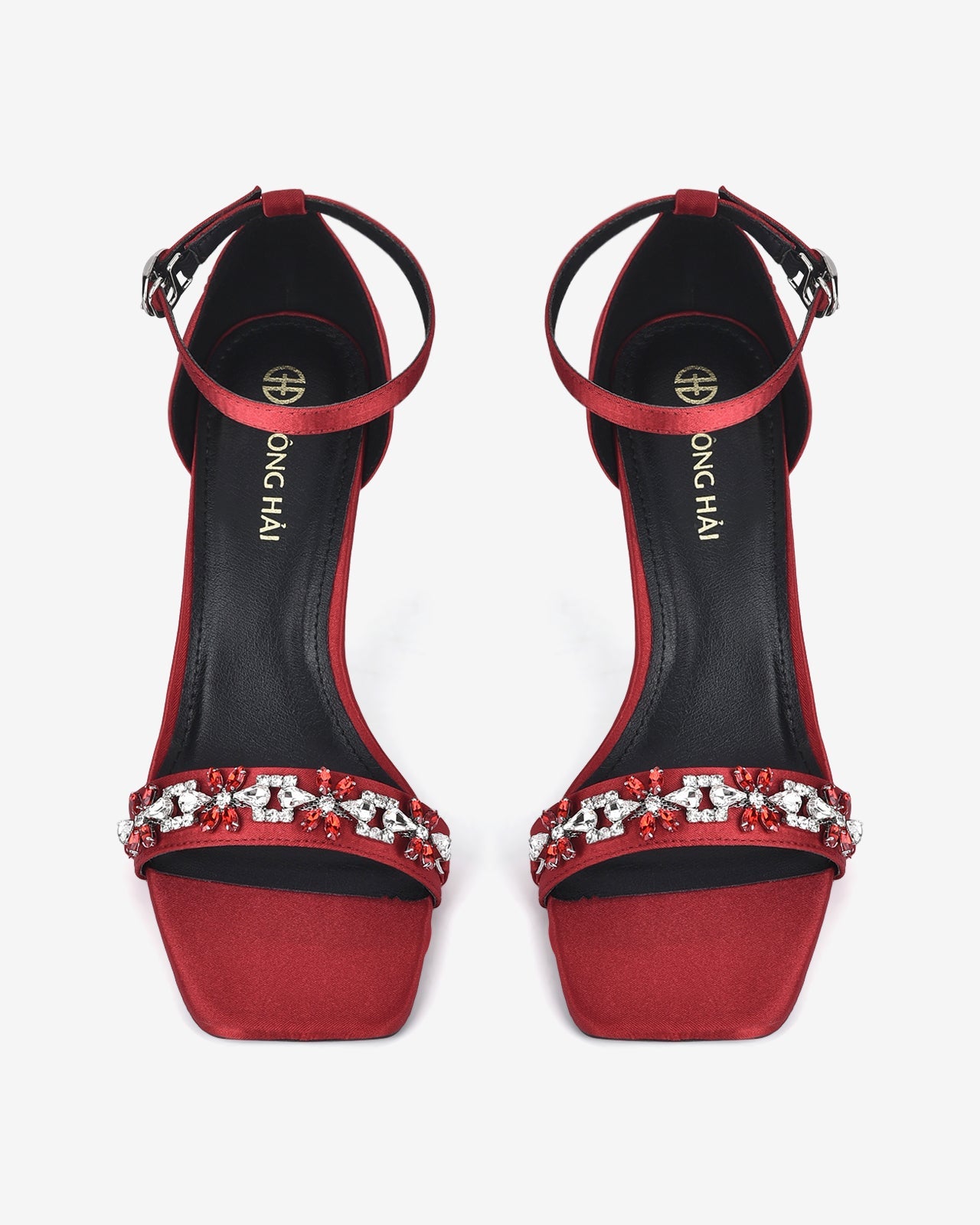 Giày Sandal Cao Gót Đông Hải Quai Mảnh Đính Đá Kiêu Sa-S81P7Đỏ Color2