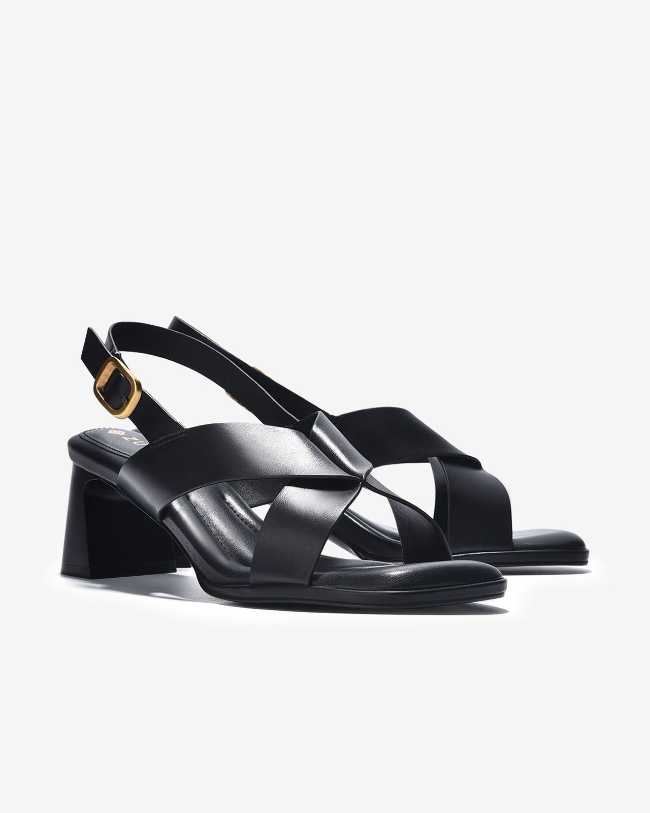 Giày Sandal Cao Gót Zuciani Mũi Vuông Quai Chữ X-SCL01Đen Color1