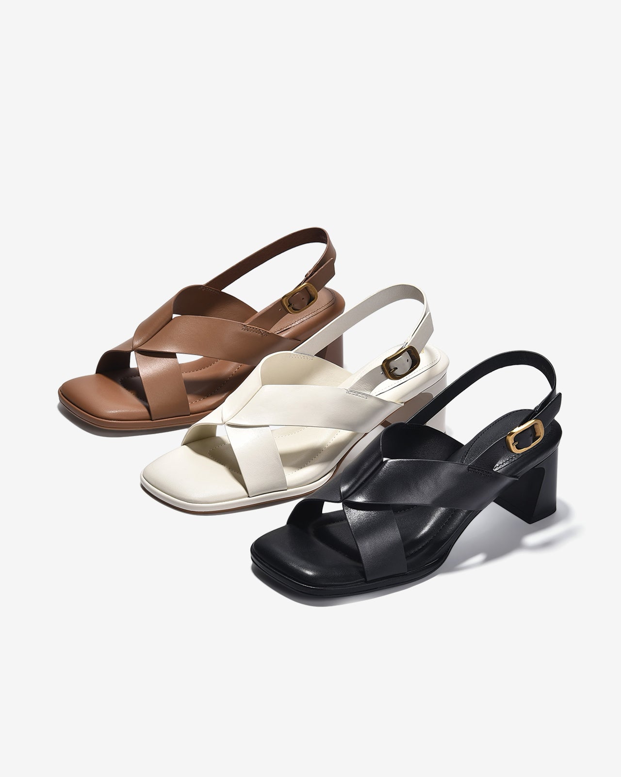 Giày Sandal Cao Gót Zuciani Mũi Vuông Quai Chữ X-SCL01Đen Color1