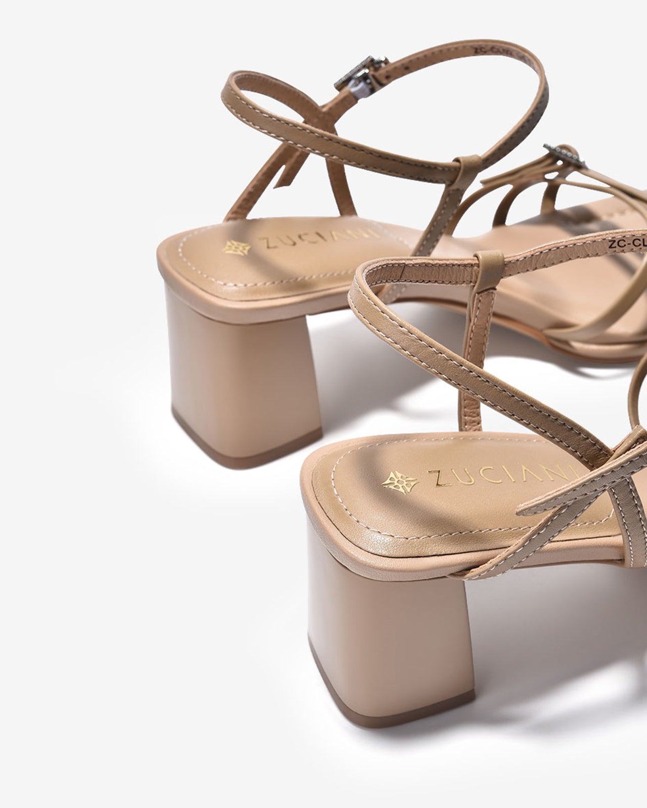 Giày Sandal Cao Gót Zuciani Thiết Kế Ankle Strap-SCL02Kem Color1