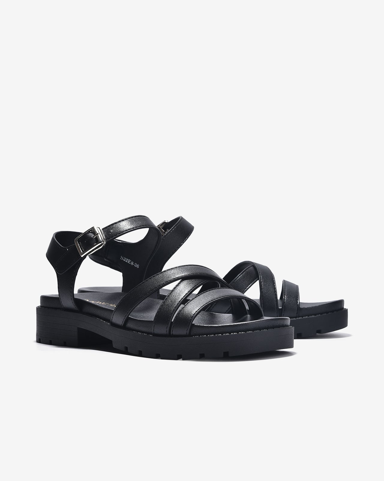 Giày Sandal Đông Hải Quai Mảnh Đan Chéo-S32E8-Đen Color1