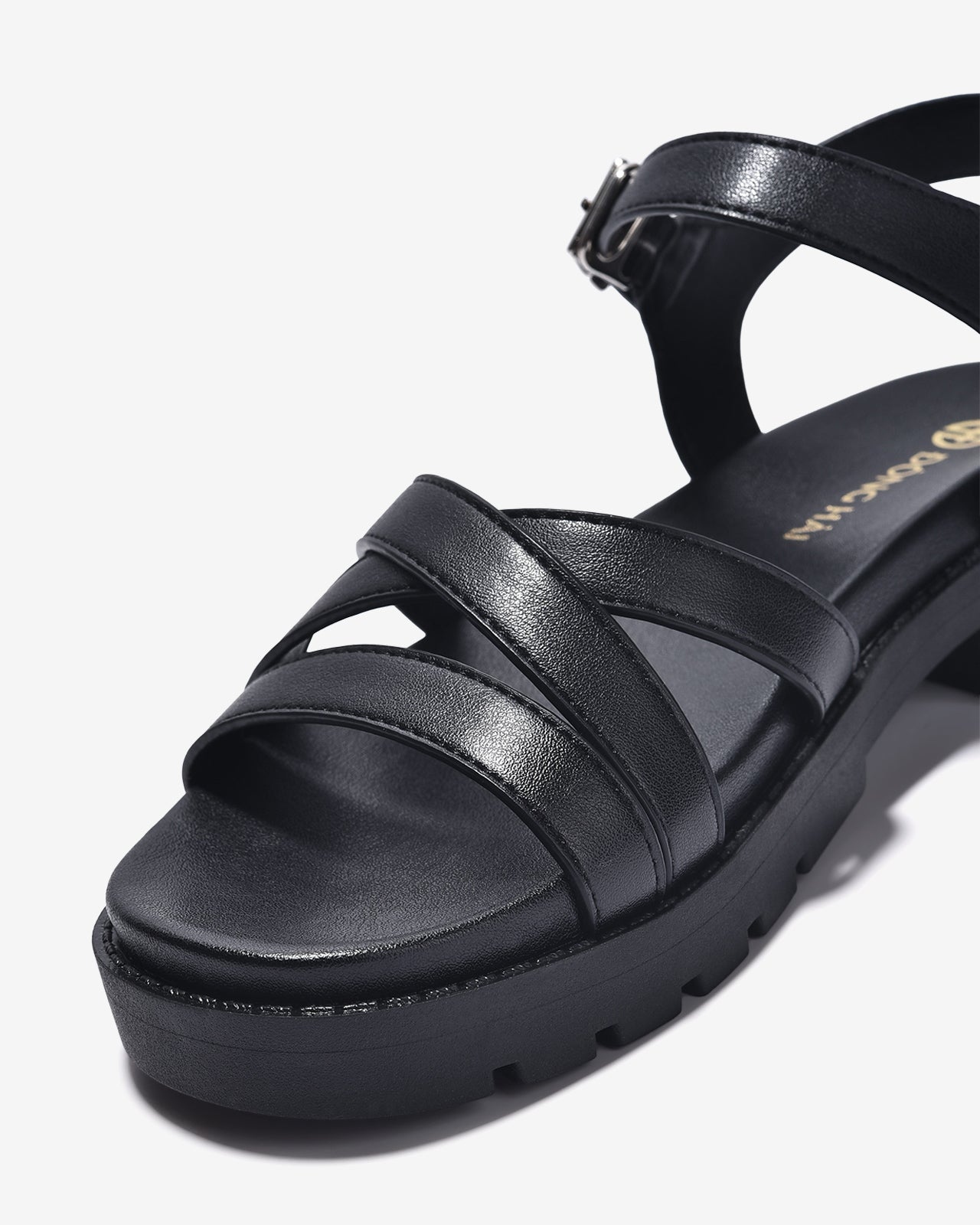 Giày Sandal Đông Hải Quai Mảnh Đan Chéo-S32E8-Đen Color1