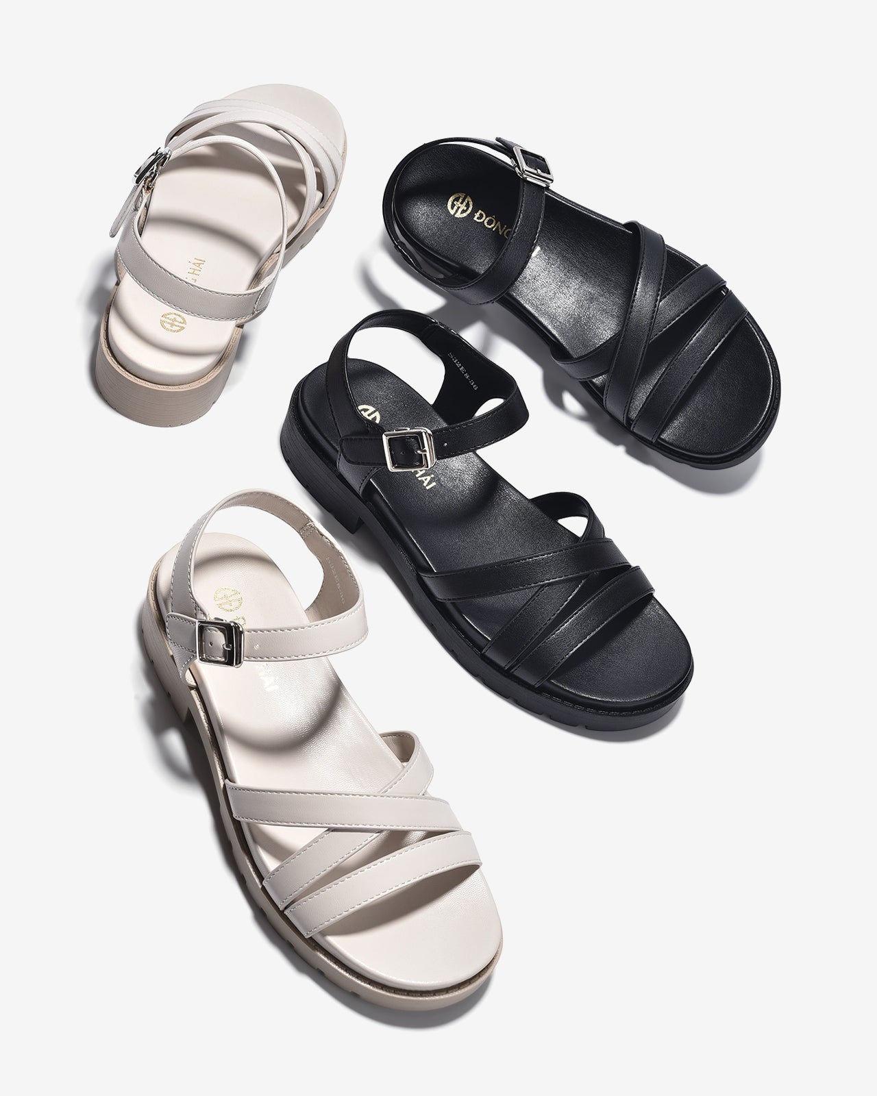 Giày Sandal Đông Hải Quai Mảnh Đan Chéo-S32E8-Đen Color1