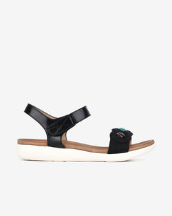 Giày Sandal Zucia Quai Tròn Cách Điệu Đính Hạt-SHLE4-Đen Color2First