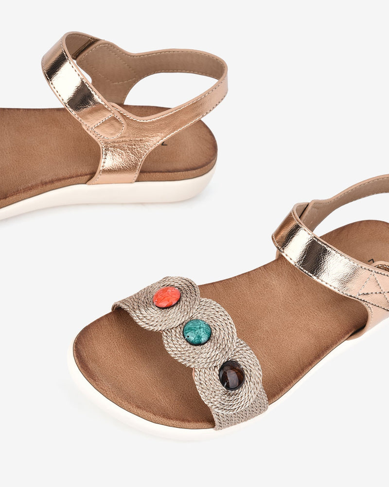 Giày Sandal Zucia Quai Tròn Cách Điệu Đính Hạt-SHLE4-Hồng Color1
