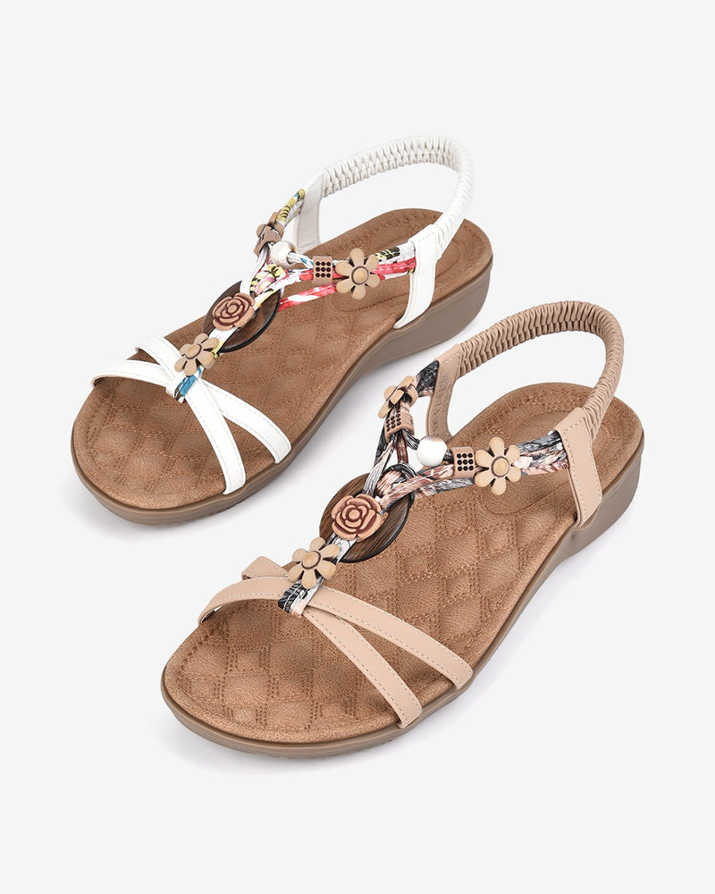 Giày Sandal Zucia Quai Chéo Đính Hoa-SHLE7-Cafe Color2