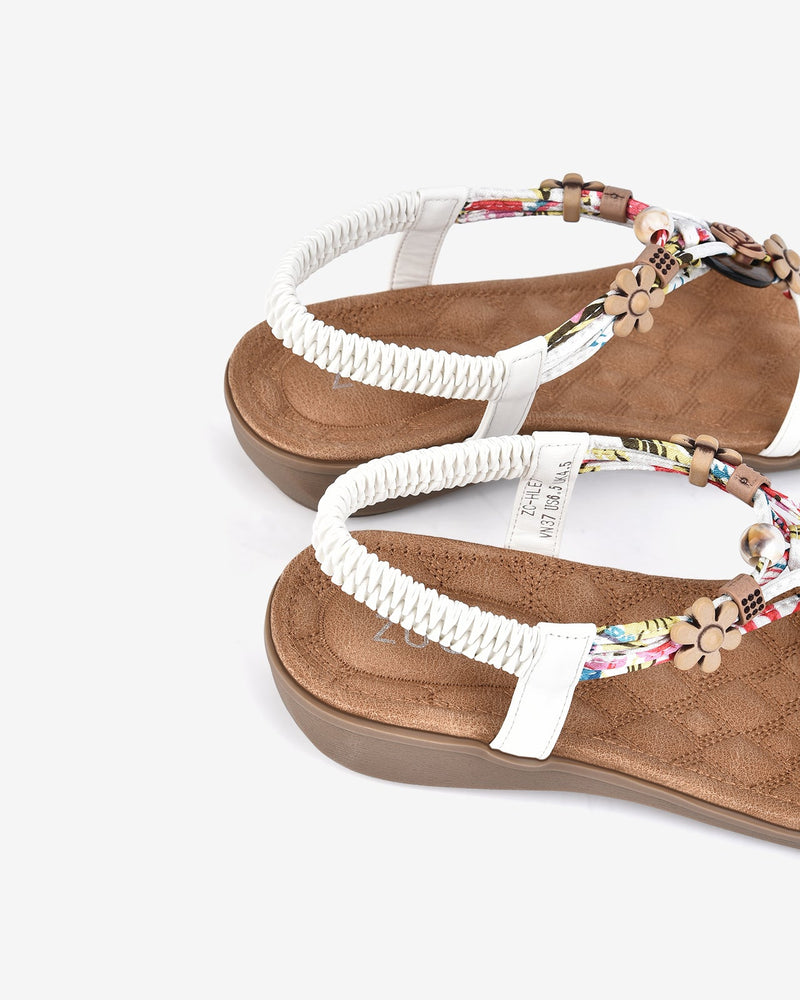 Giày Sandal Zucia Quai Chéo Đính Hoa-SHLE7-Trắng Color2