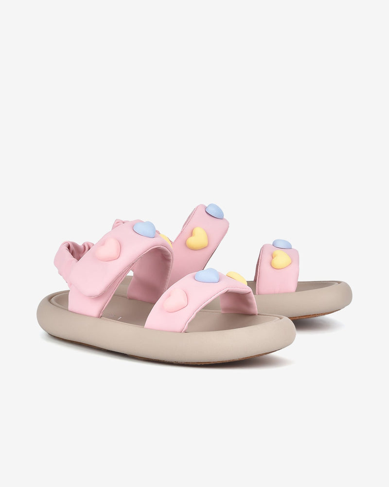 Giày Sandal Trẻ Em Zucia Quai Ngang Đính Trái Tim-STH69-Hồng Color2