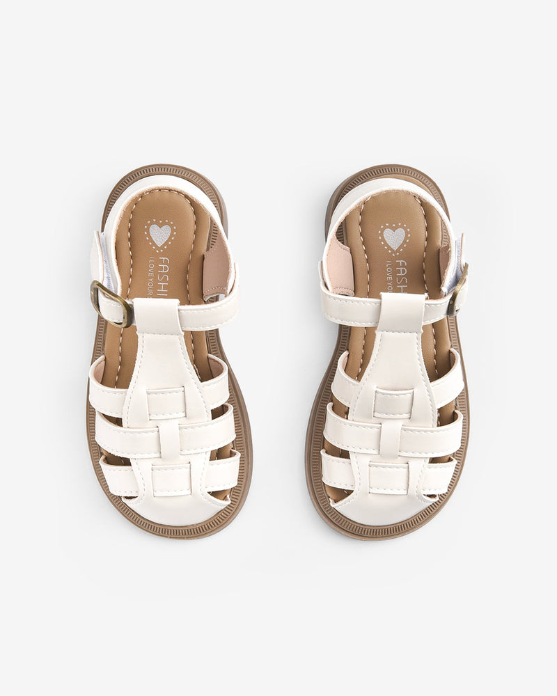 Giày Sandals Rọ Trẻ Em Quai Dán-SHS02-Kem Color1