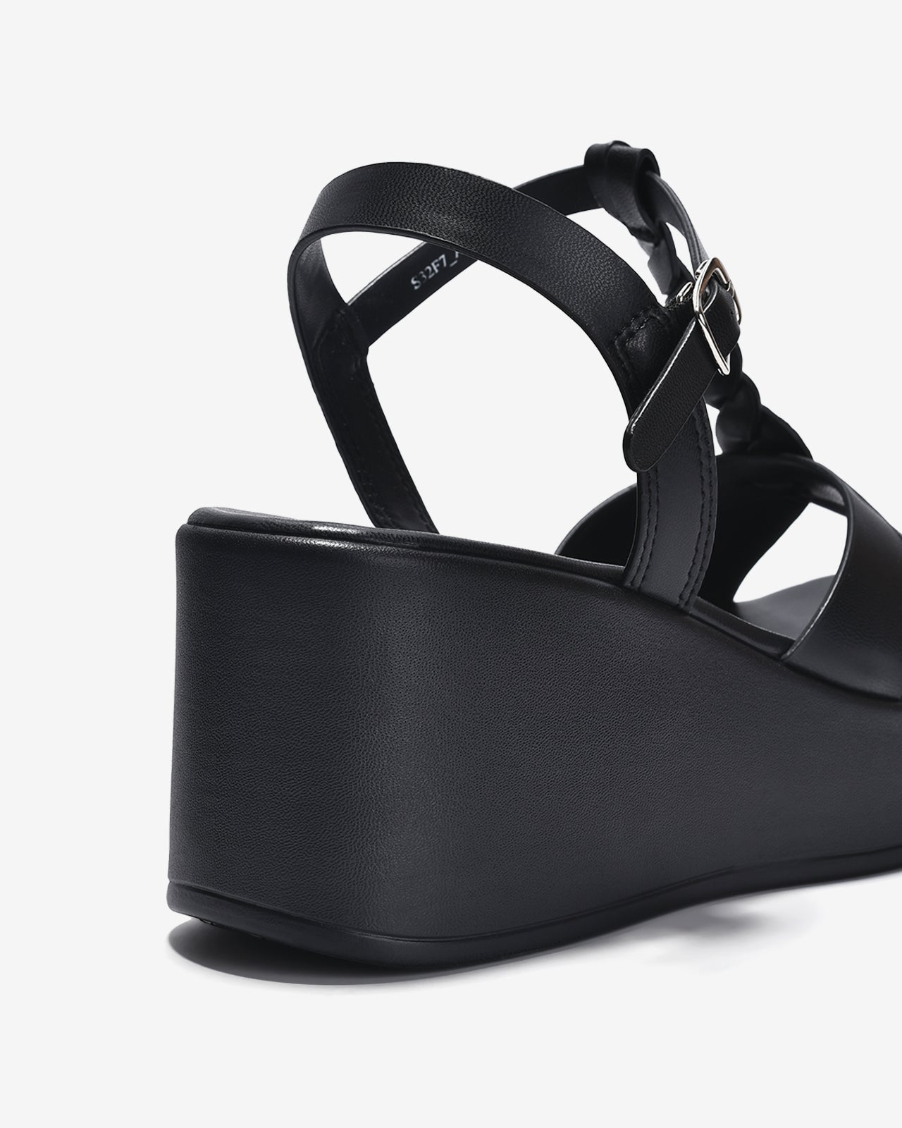Giày Sandal Xuồng Đông Hải Quai T-Strap Đan Xoắn-S32F7Đen Color1