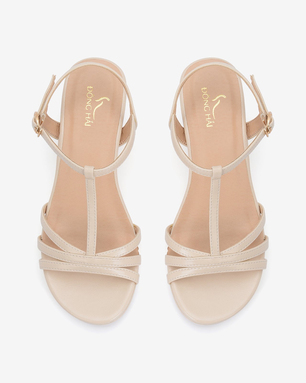 Sandals Xuồng T-Strap Thanh Lịch-S5717Kem Color2