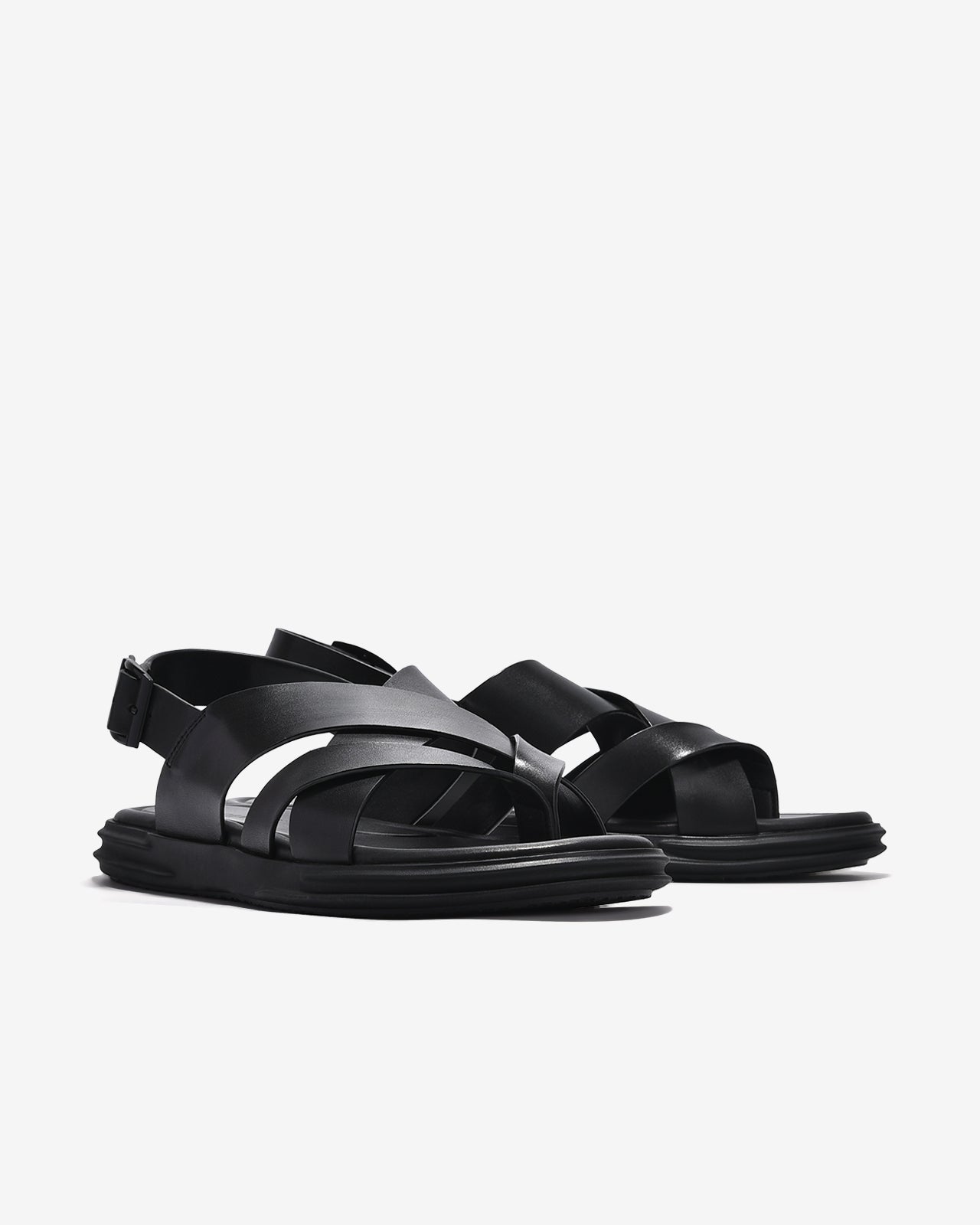 Sandal Nam Zuciani Quai Đan Chéo Da Bóng-SRW16Đen Color1