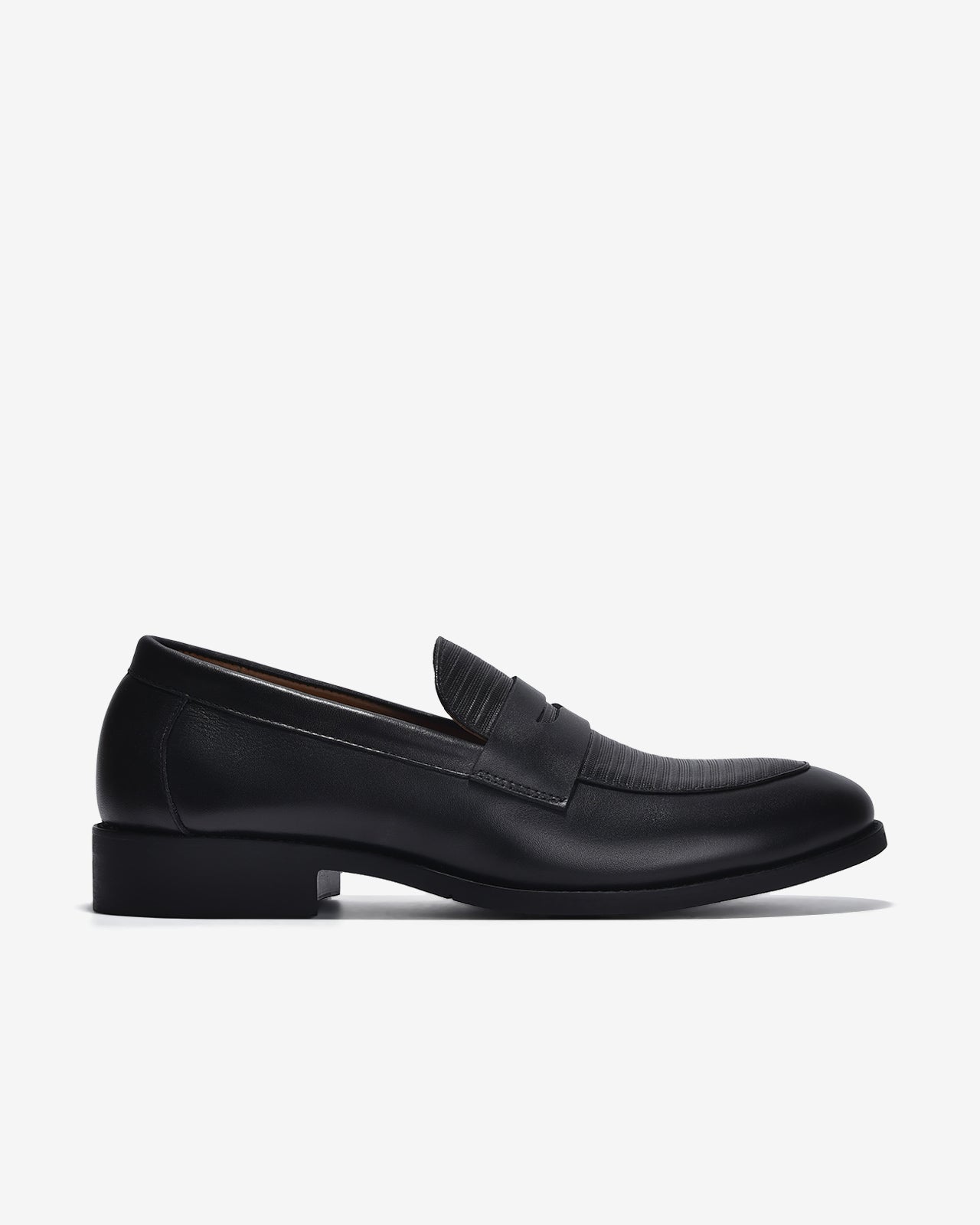Giày Nam Penny Loafer Dập Vân-G01A8Đen Color2First