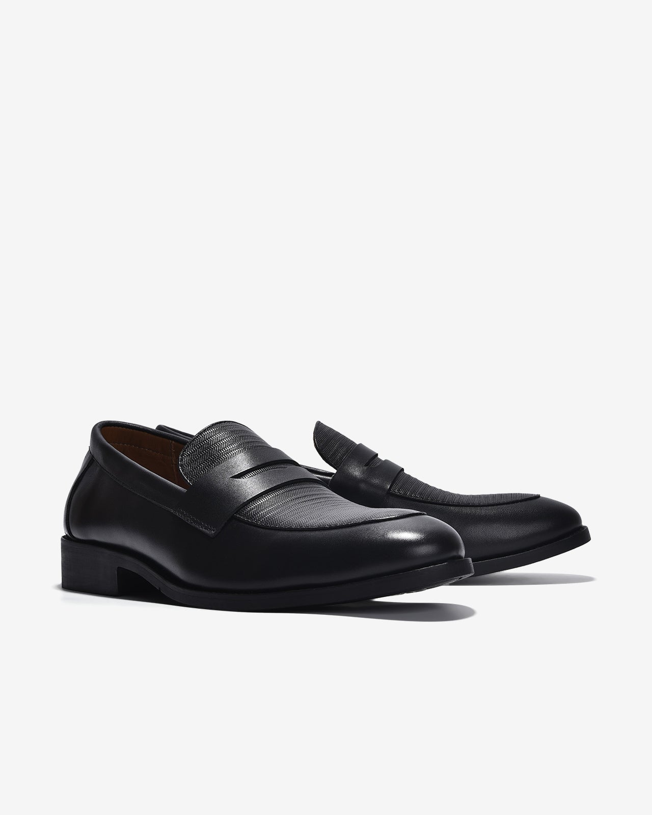 Giày Nam Penny Loafer Dập Vân-G01A8Đen Color2