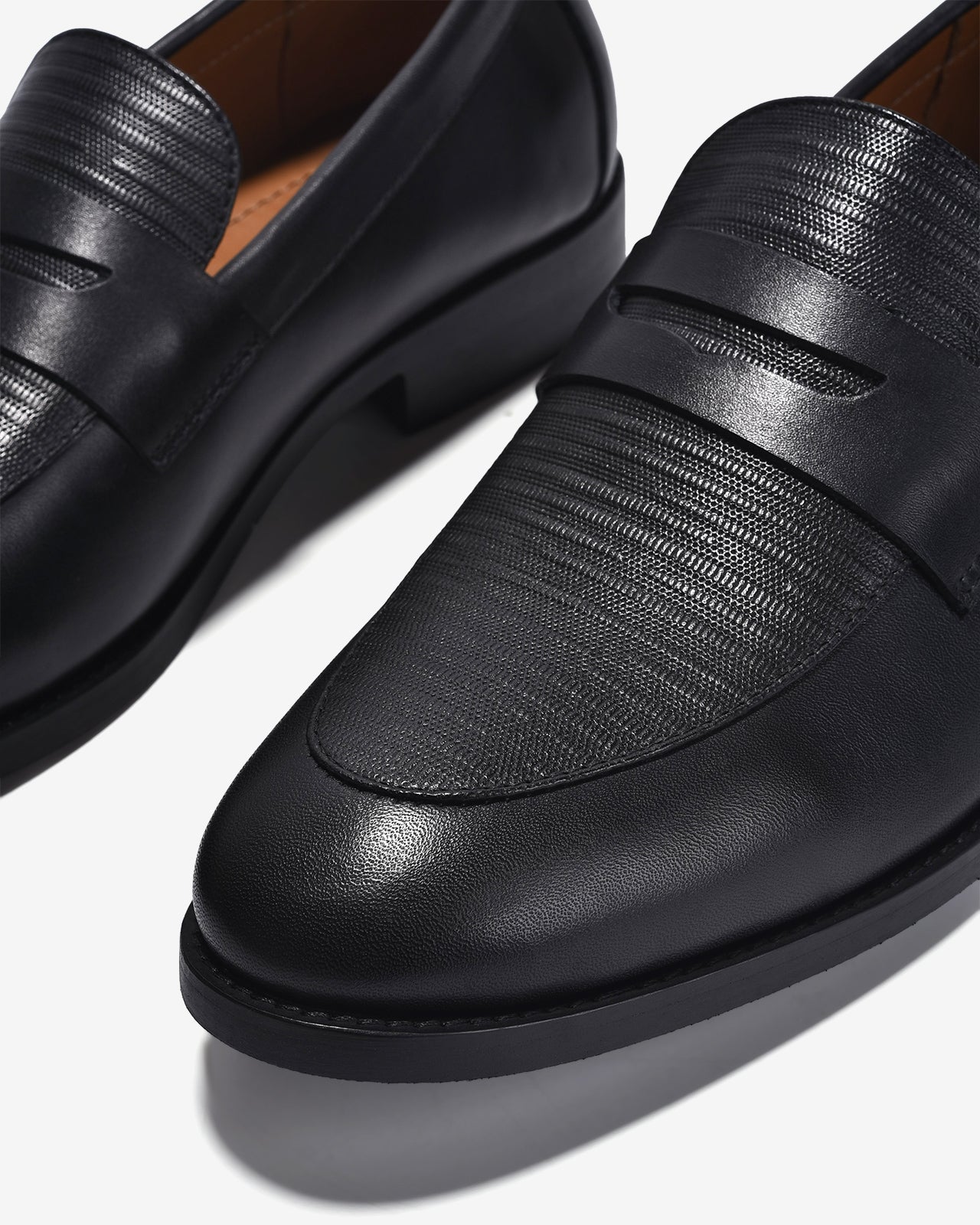 Giày Nam Penny Loafer Dập Vân-G01A8Đen Color2