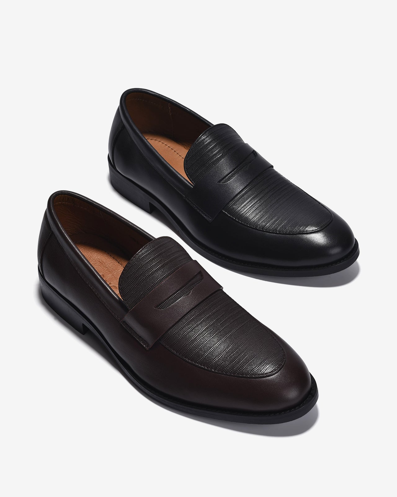 Giày Nam Penny Loafer Dập Vân-G01A8Đen Color2
