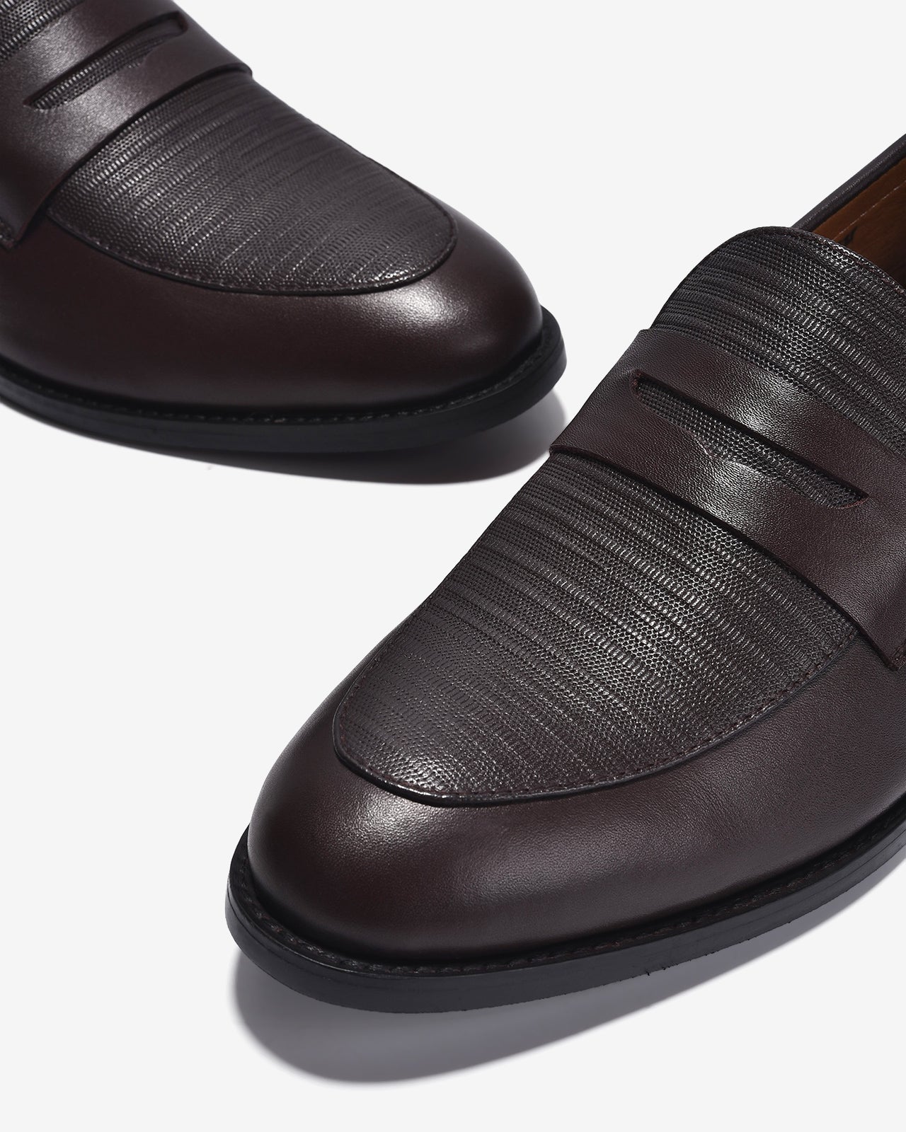 Giày Nam Penny Loafer Dập Vân-G01A8Nâu Color1