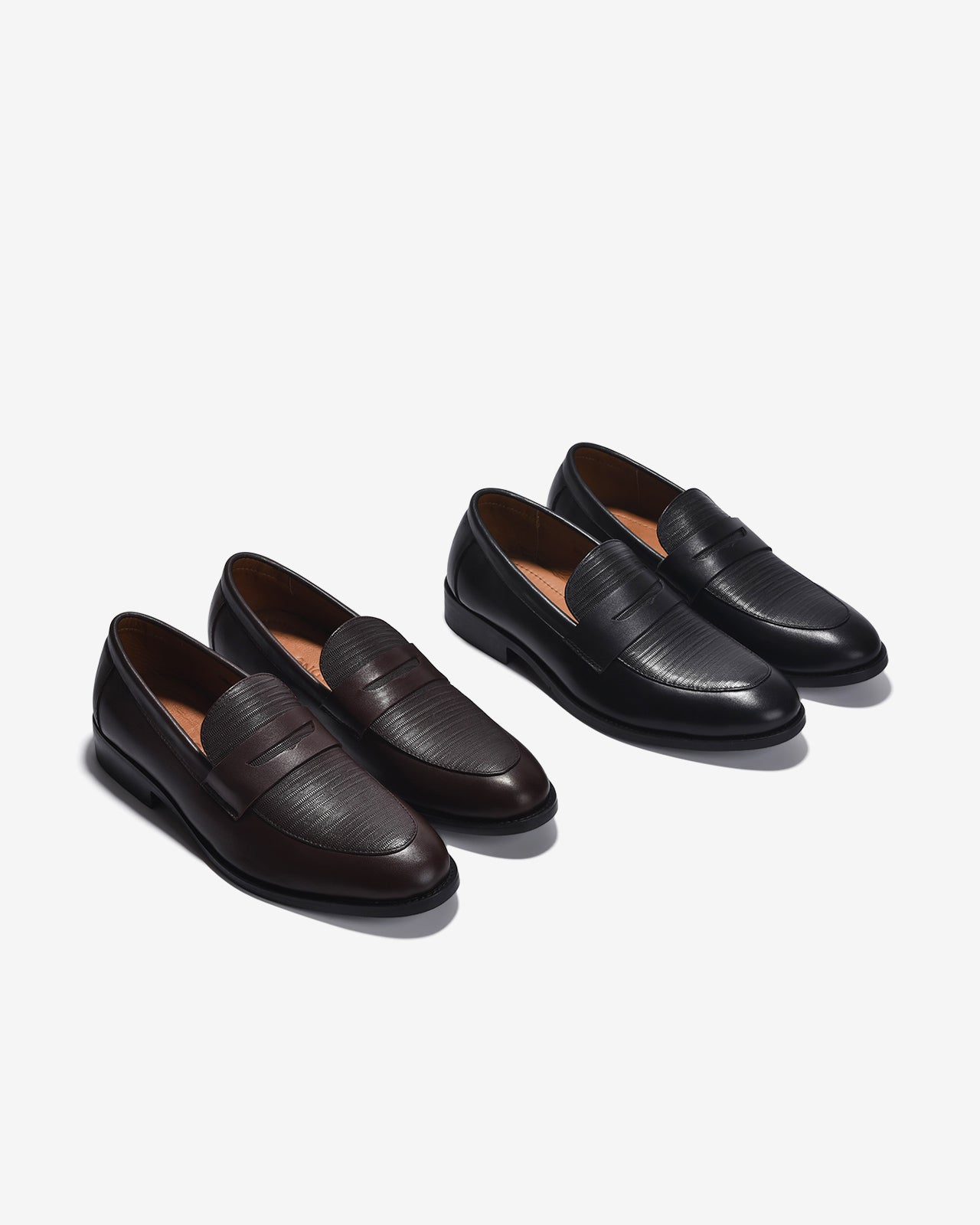 Giày Nam Penny Loafer Dập Vân-G01A8Nâu Color1