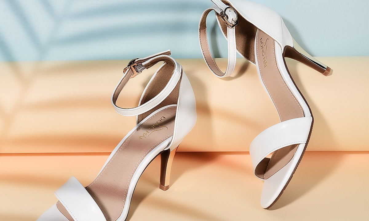 Giày Sandal Nữ Cao Gót Đông Hải S7147 Trắng