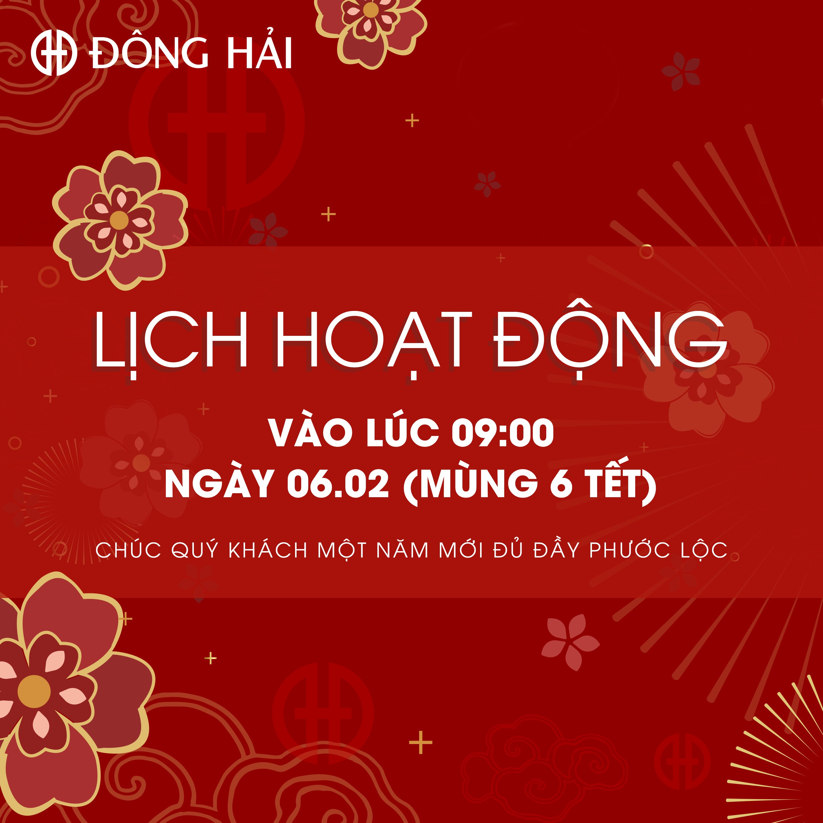 Lịch Hoạt Động Sau Tết Nguyên Đán Của Cửa Hàng Đông Hải